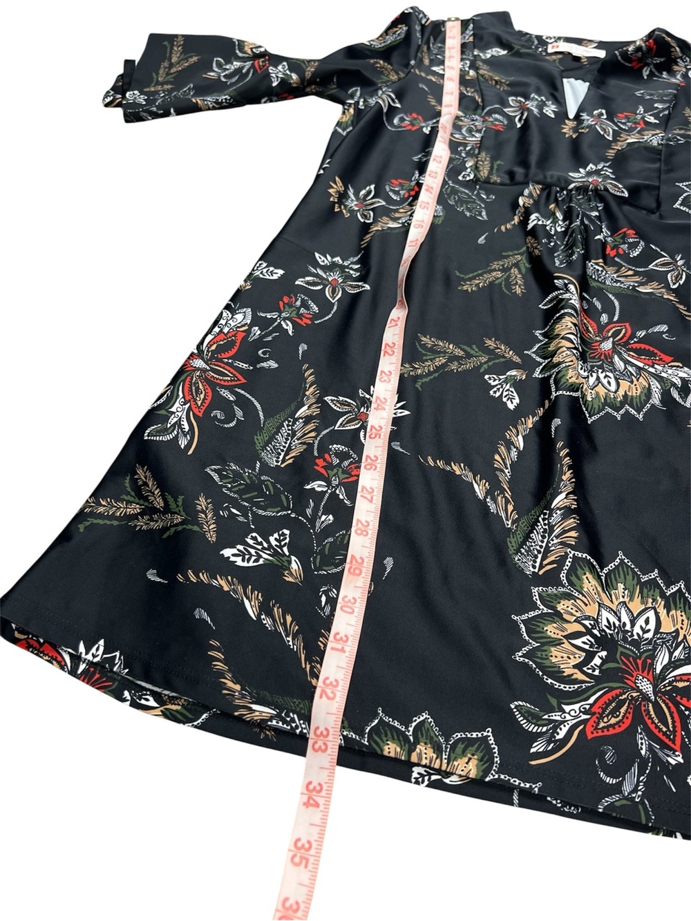 KERRY DRESS by JUDE CONNALLY in black floral pattern 3/4 length slv v-neck SMALL - Picture 9 of 10